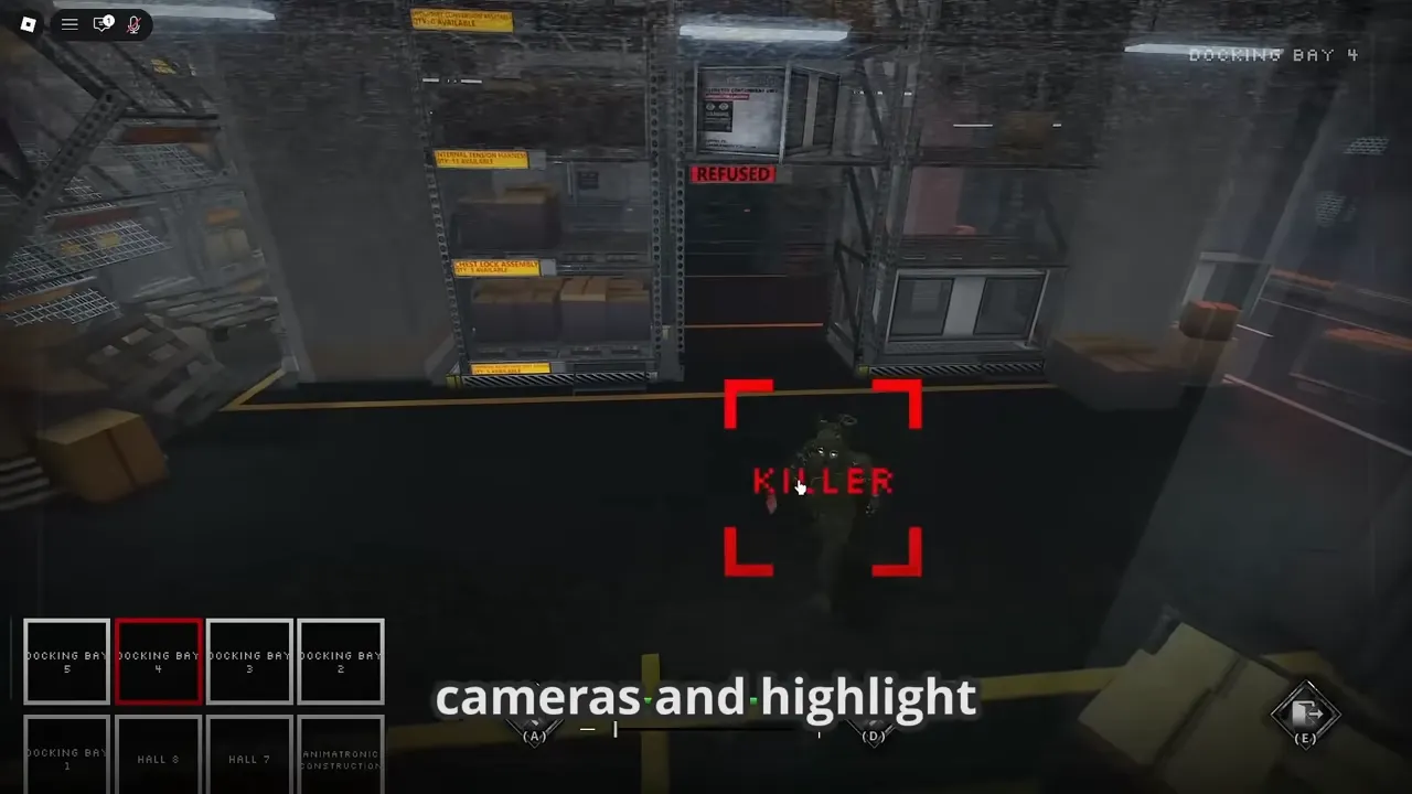 Security Guard using cameras to watch and mark the killer in Bite By Night.